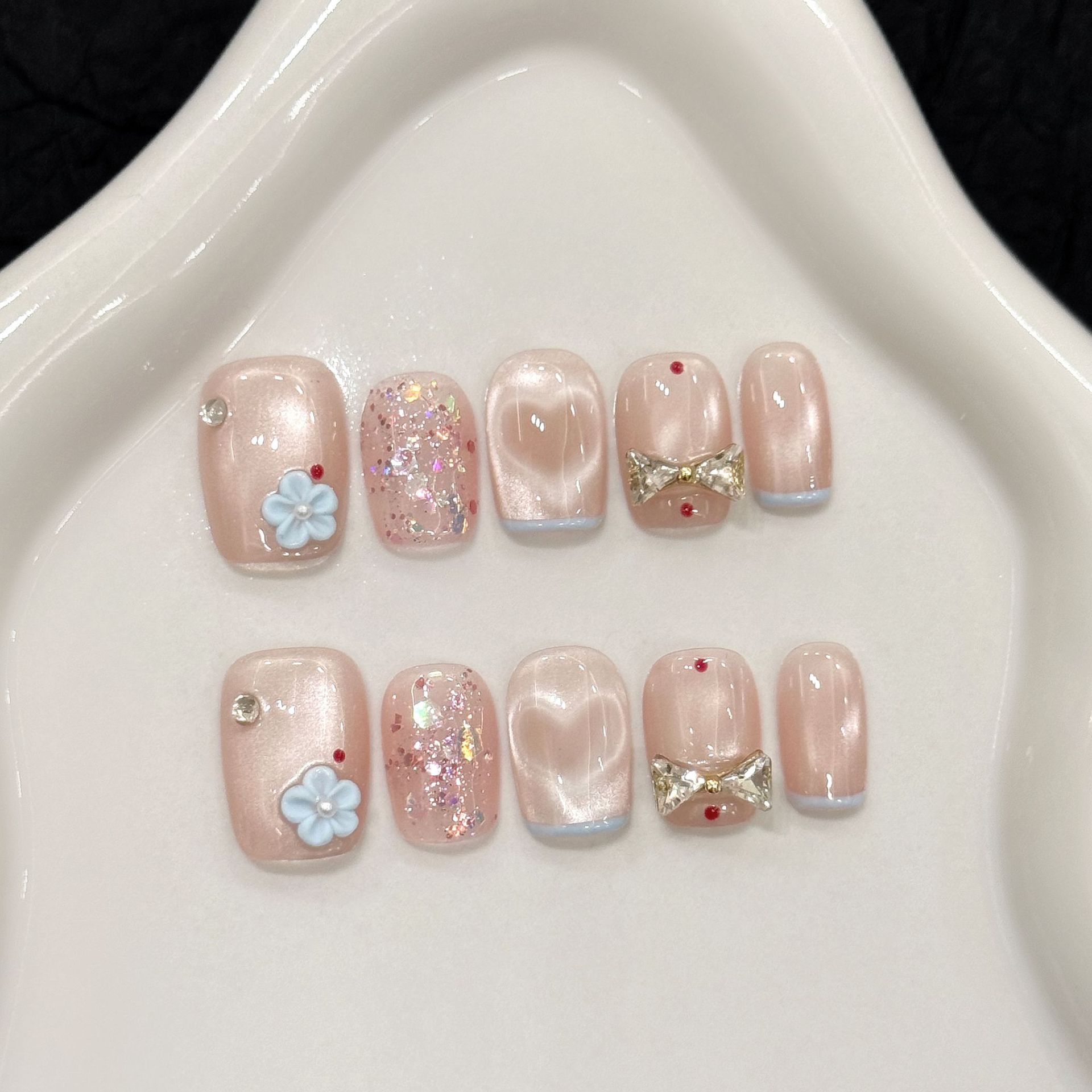 Resin Art Of Flowers - 10pcs Glitter Love Design Handmade Fake