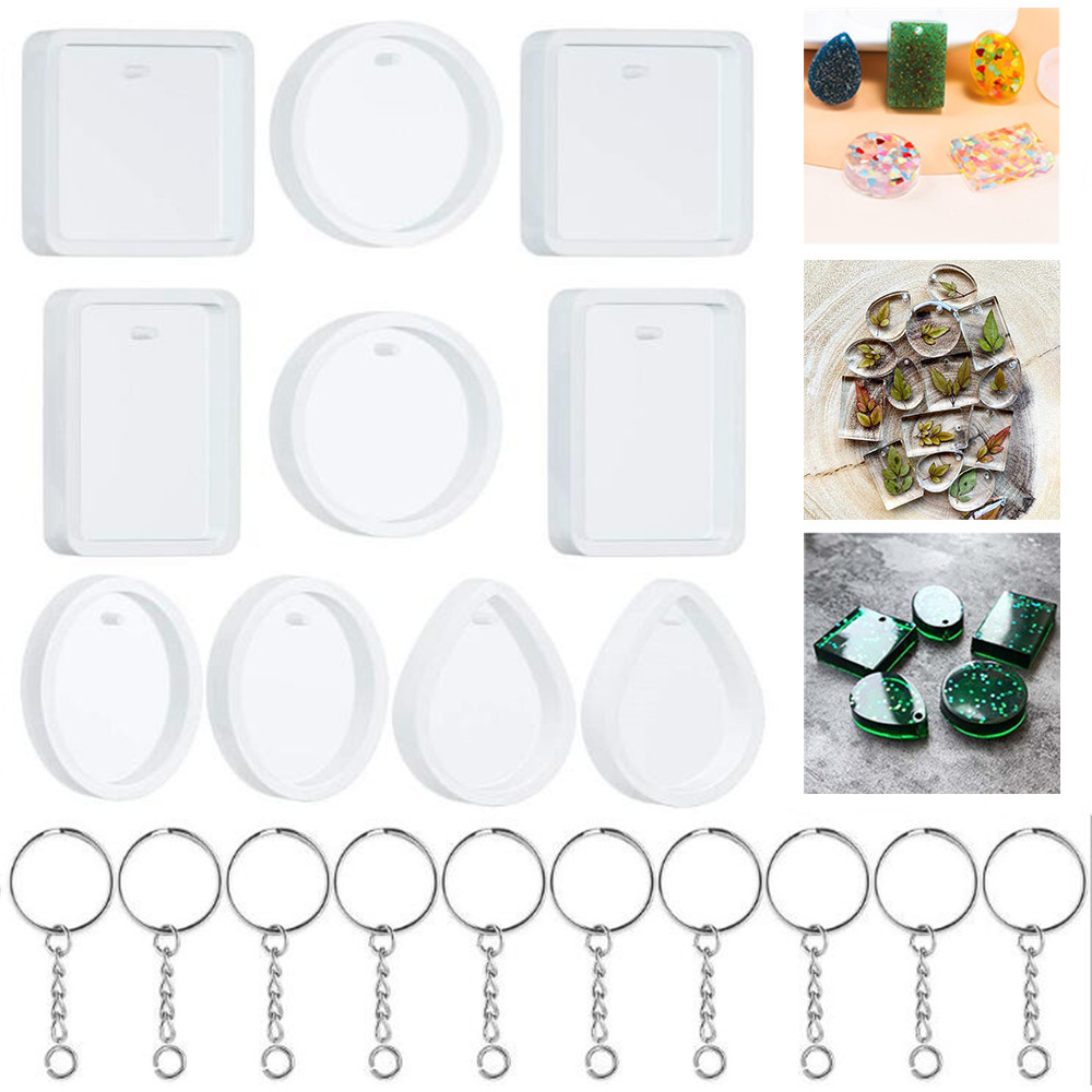 Resin Art Tool Kit - 20Pcs/Set DIY Keychain Pendant Casting Silicone
