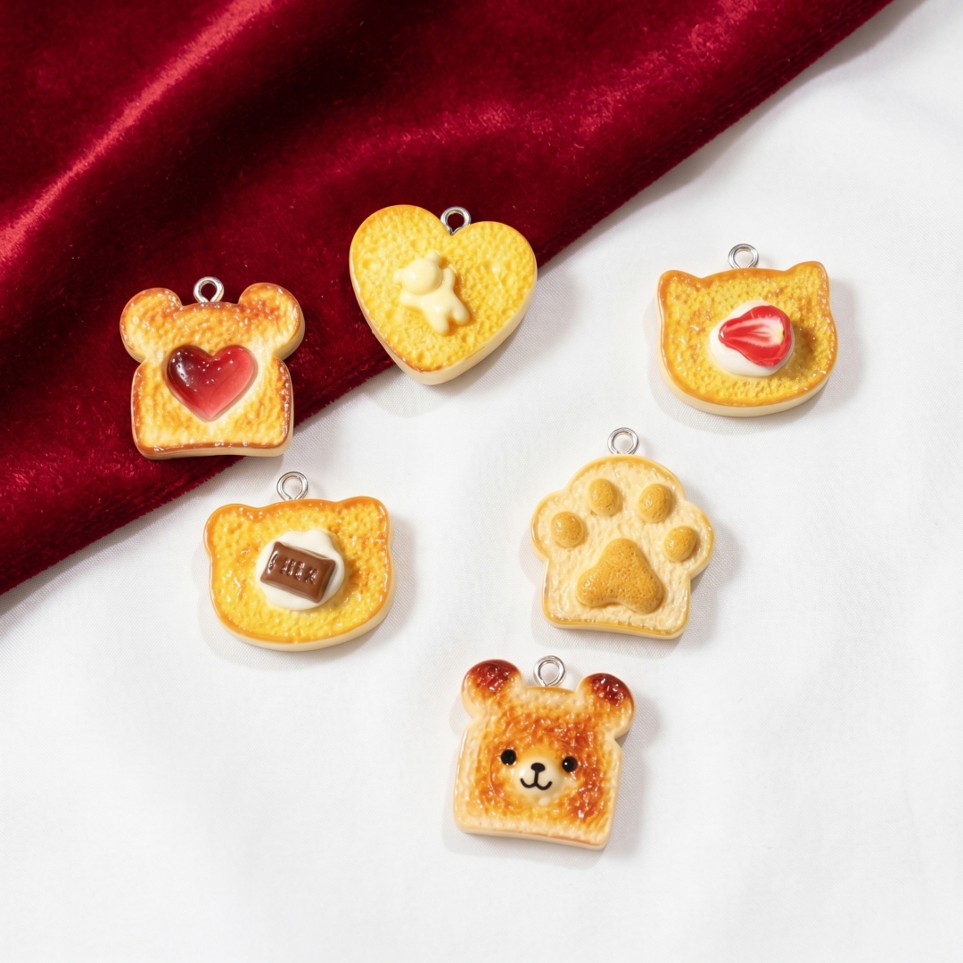 Resin Art Decor - 10pcs Resin Plastic Bread Pendants Charms