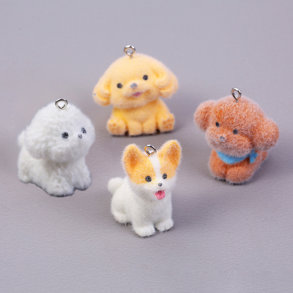 Resin Art Notes - 10pcs Flocking Puppy Dog Resin Charms