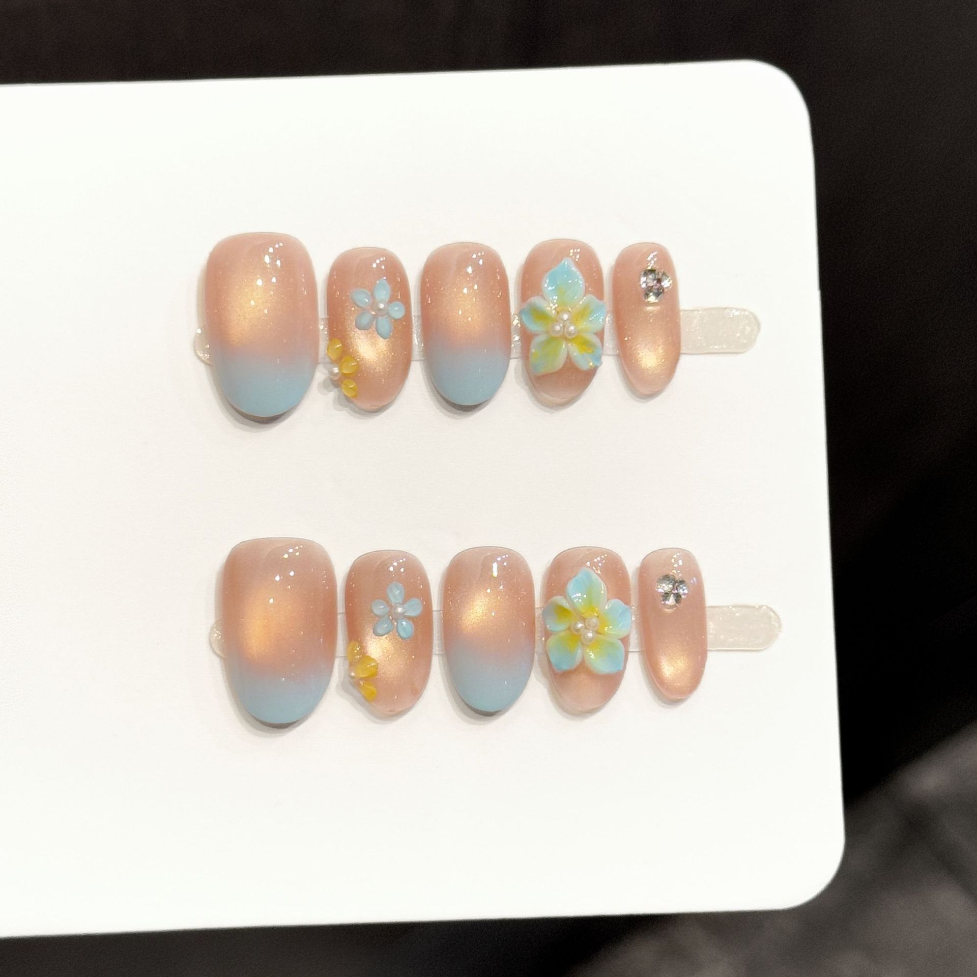 Resin Art Of Flowers - 10pcs Pure Hand Pressed Short Oval