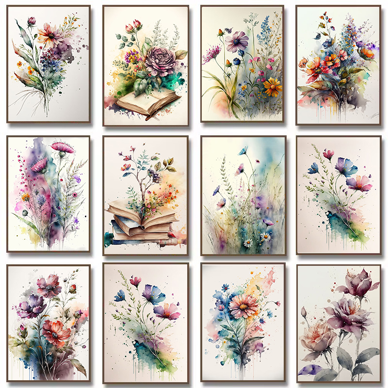 Resin Art For Rose - Watercolor Flower Poster Narcissus Rose Bouquet