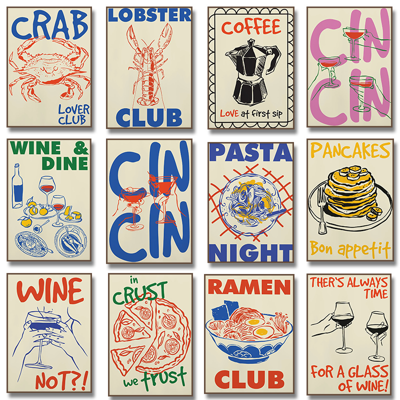 Resin Art On Wall - Trendy Coffee Cheers Print Posters Retro