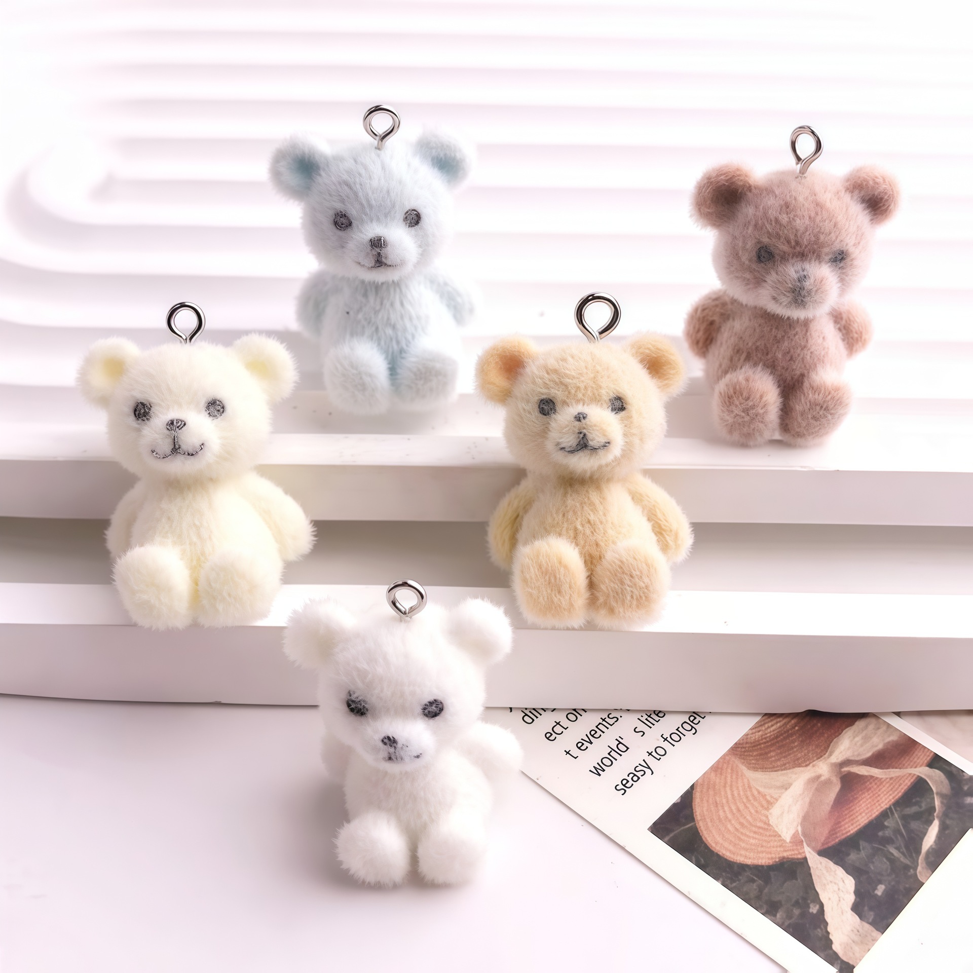 5pcs 3D Flocked Bear Resin Cha - Resin Art Notes incelemesi ve fiyatı