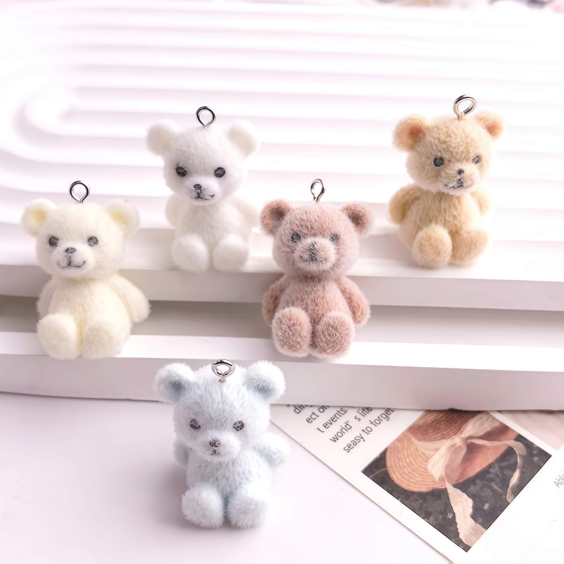 5pcs 3D Flocked Bear Resin Cha - Resin Art Notes incelemesi ve fiyatı