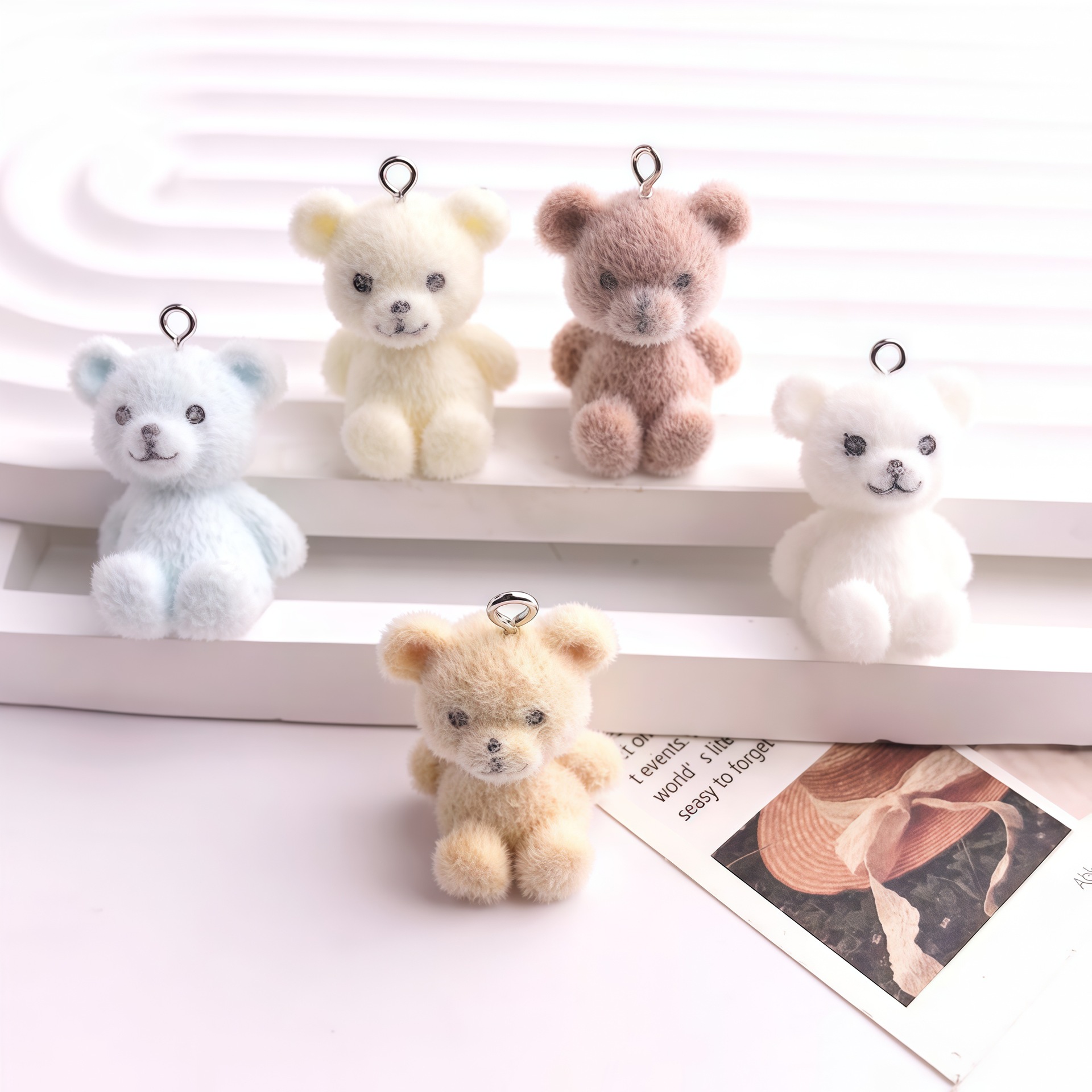 5pcs 3D Flocked Bear Resin Cha - Resin Art Notes incelemesi ve fiyatı