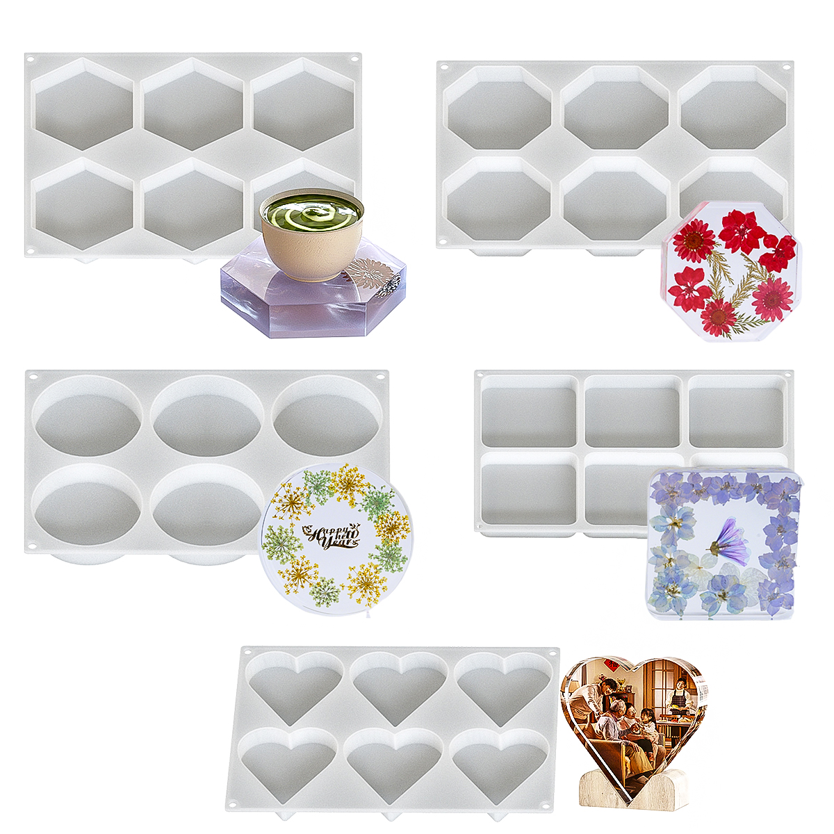 6 Holes Coaster Silicone Mold  - Resin Art Mould incelemesi ve fiyatı