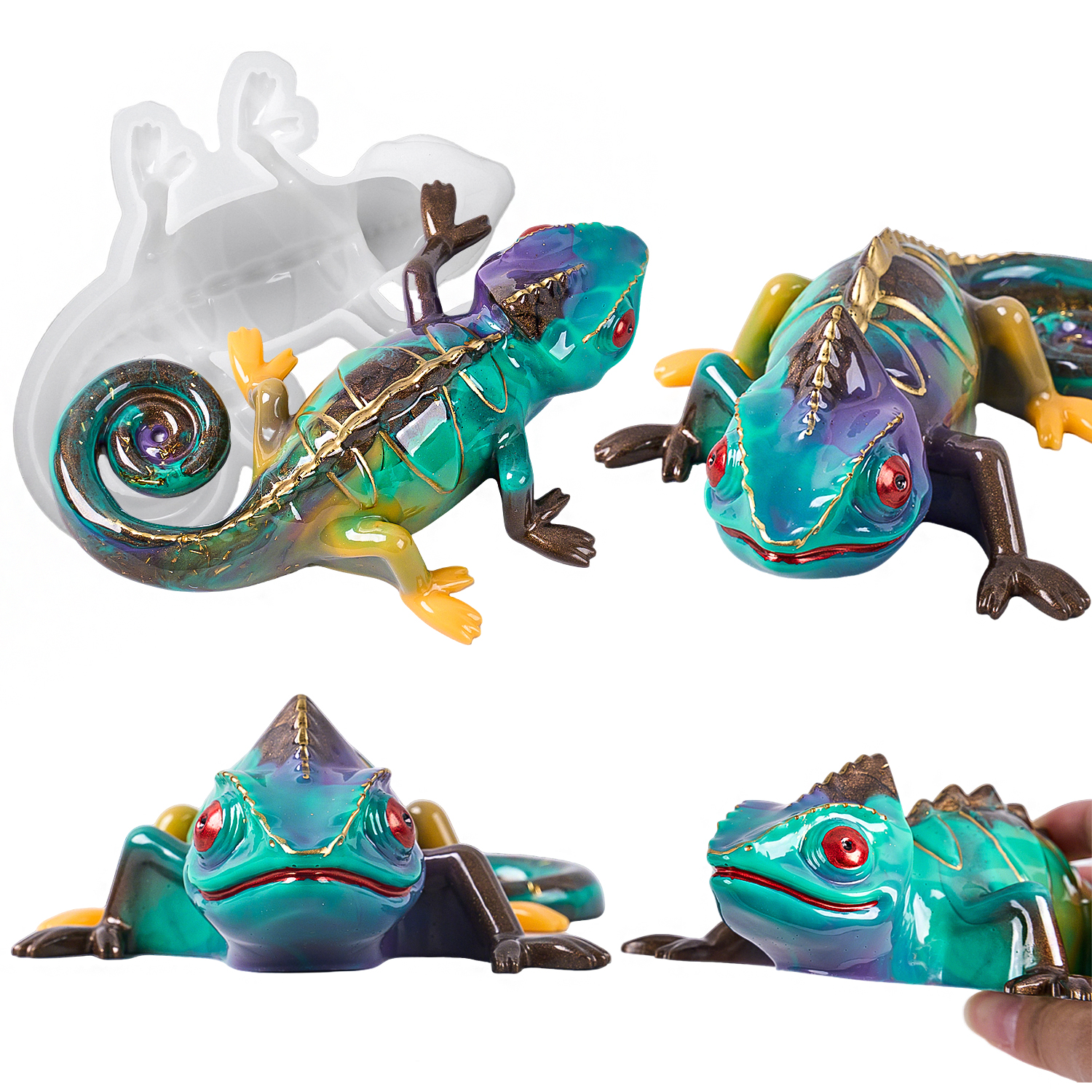 17cm 3D Chameleon Lizard Silic - Resin Art Mould incelemesi ve fiyatı