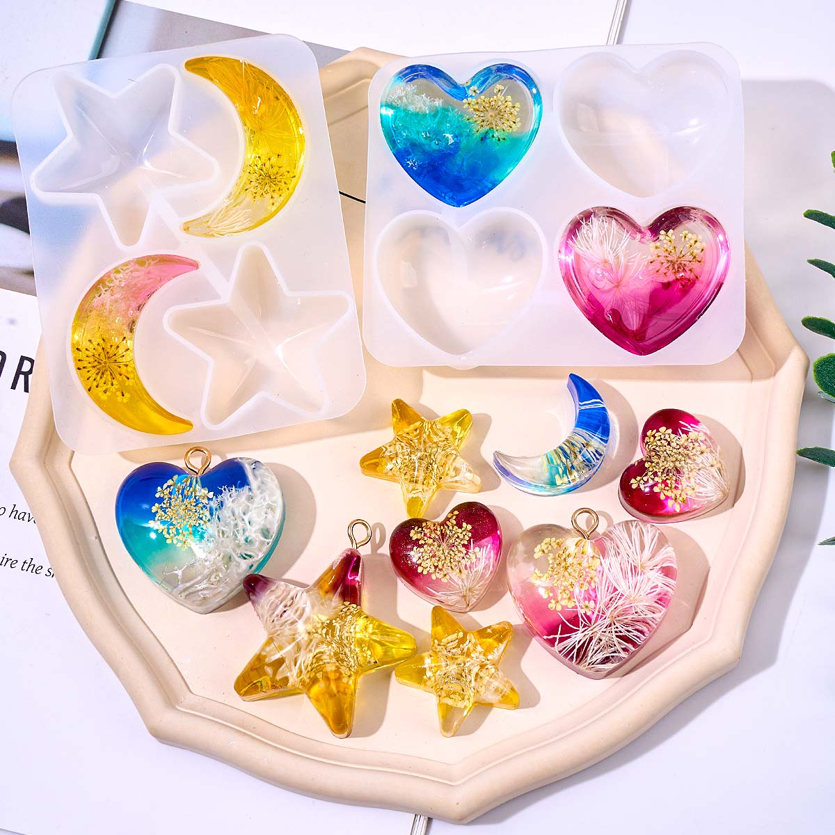 Heart Star Moon Pendant Silico - Resin Art Mould incelemesi ve fiyatı