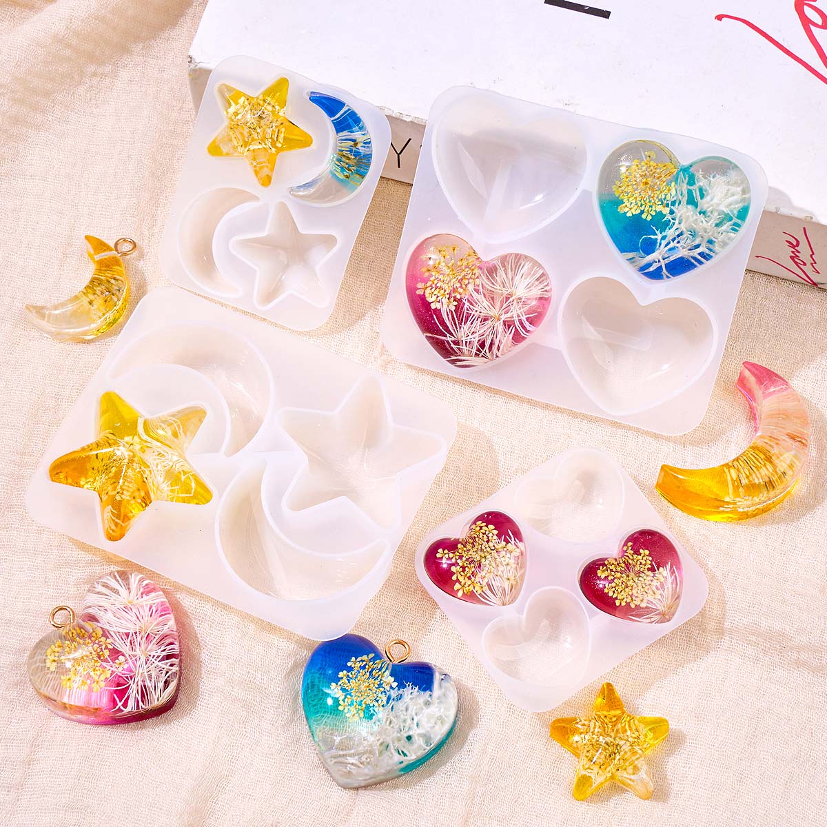 Heart Star Moon Pendant Silico - Resin Art Mould incelemesi ve fiyatı