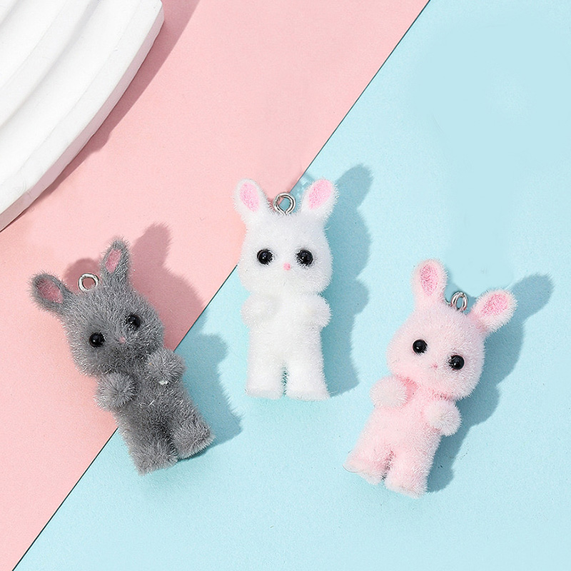 5pcs/lot Cute Flocking Rabbit  - Resin Art Notes incelemesi ve fiyatı