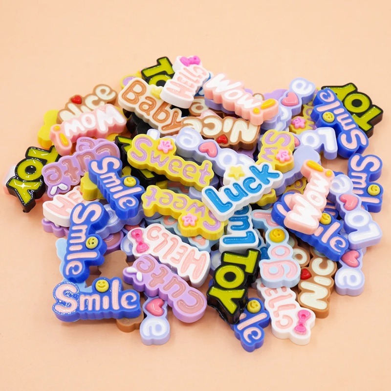 10Pcs Cute Flat Back Wow Luck  - Resin Art Alphabet incelemesi ve fiyatı