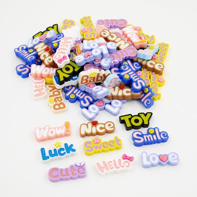 10Pcs Cute Flat Back Wow Luck  - Resin Art Alphabet incelemesi ve fiyatı