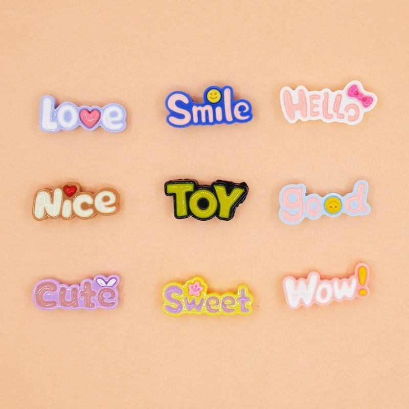 10Pcs Cute Flat Back Wow Luck  - Resin Art Alphabet incelemesi ve fiyatı