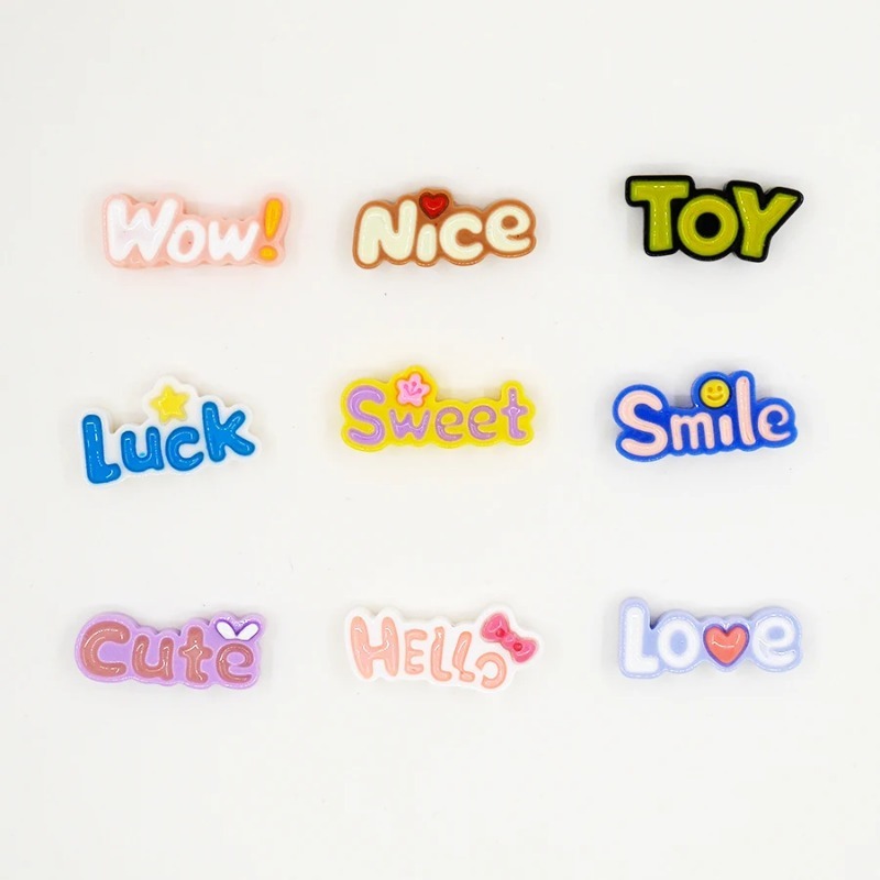 10Pcs Cute Flat Back Wow Luck  - Resin Art Alphabet incelemesi ve fiyatı