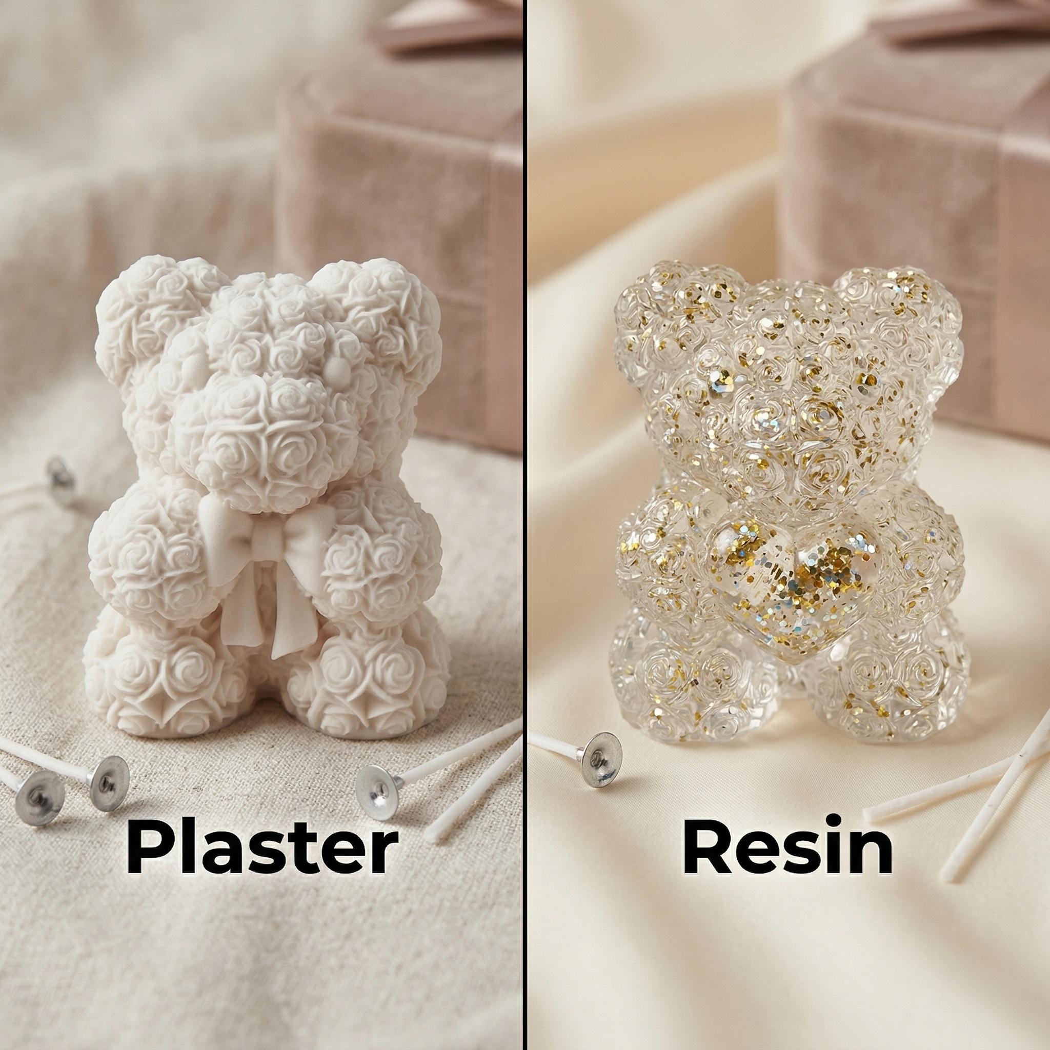 1/2pcs 3D Heart Bow Rose Bear  - Resin Art For Rose incelemesi ve fiyatı