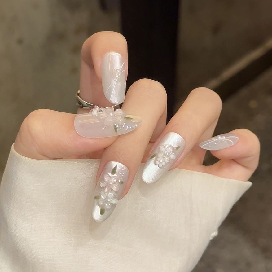 10pcs Glitter Sliver Press On  - Resin Art Of Flowers incelemesi ve fiyatı
