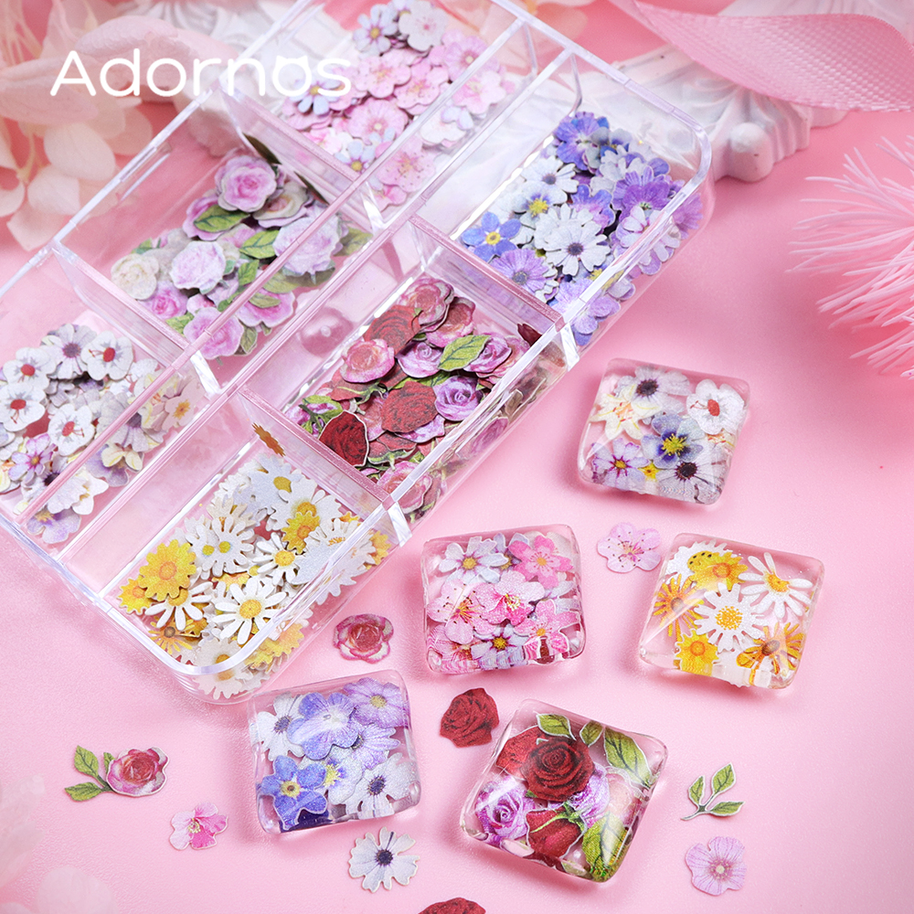 6 Grids Flowers Wood Pulp Chip - Resin Art For Rose incelemesi ve fiyatı