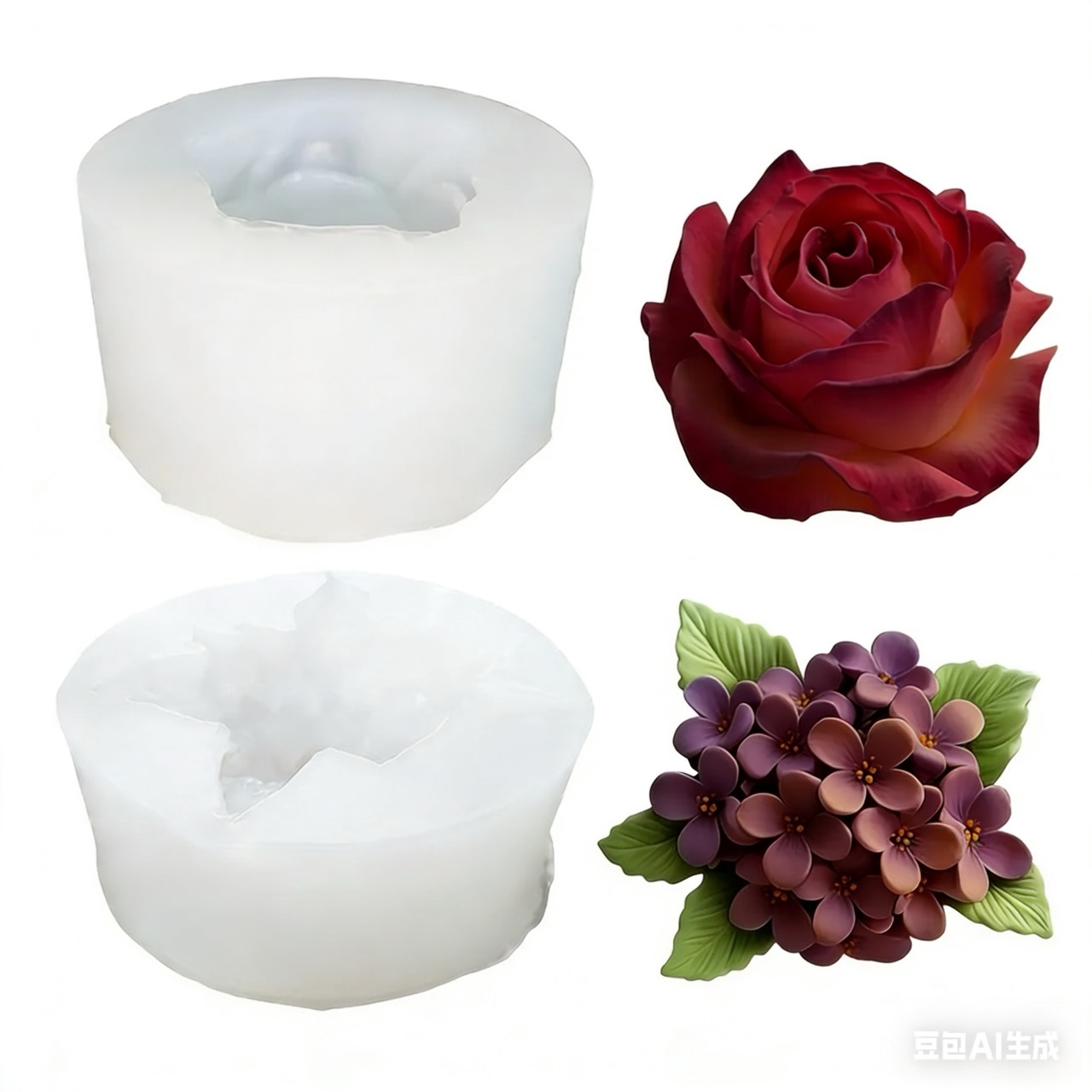 2-Piece 3D Rose and Lilac Sili - Resin Art For Rose incelemesi ve fiyatı
