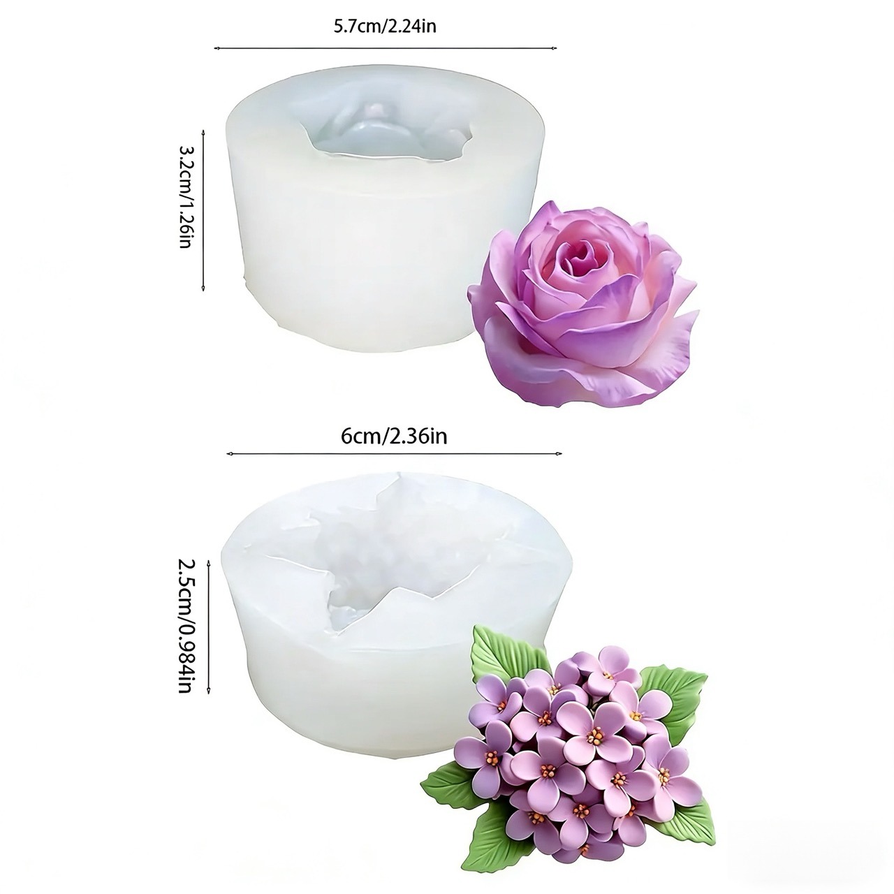 2-Piece 3D Rose and Lilac Sili - Resin Art For Rose incelemesi ve fiyatı