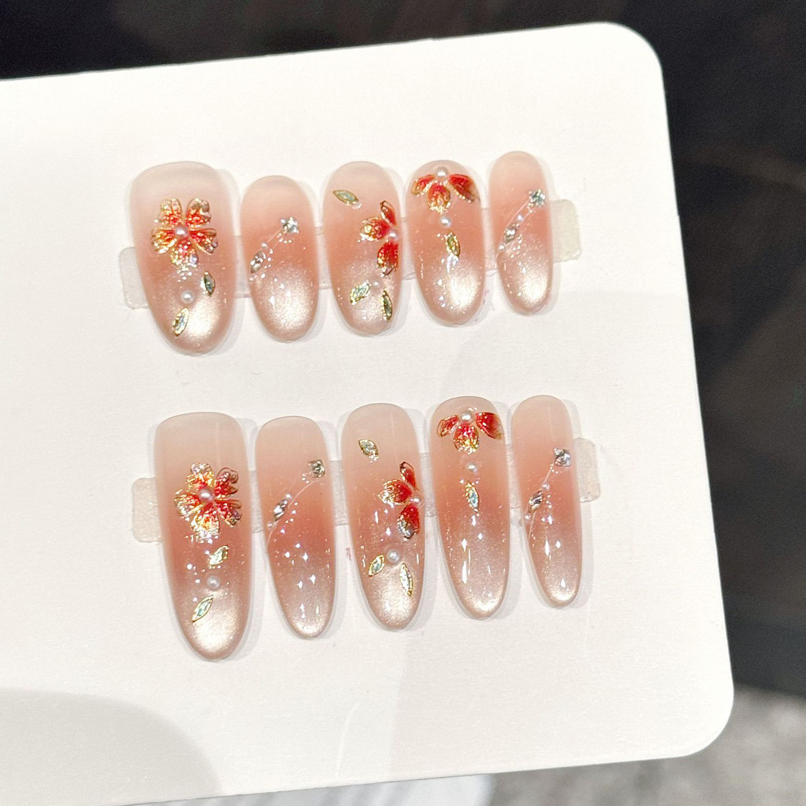 10pcs Handmade Fake Nails Pres - Resin Art Of Flowers incelemesi ve fiyatı